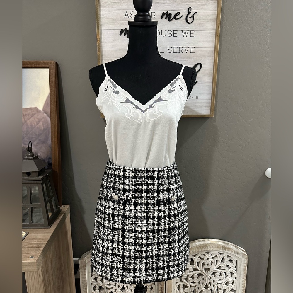Black and White Tweed Skirt